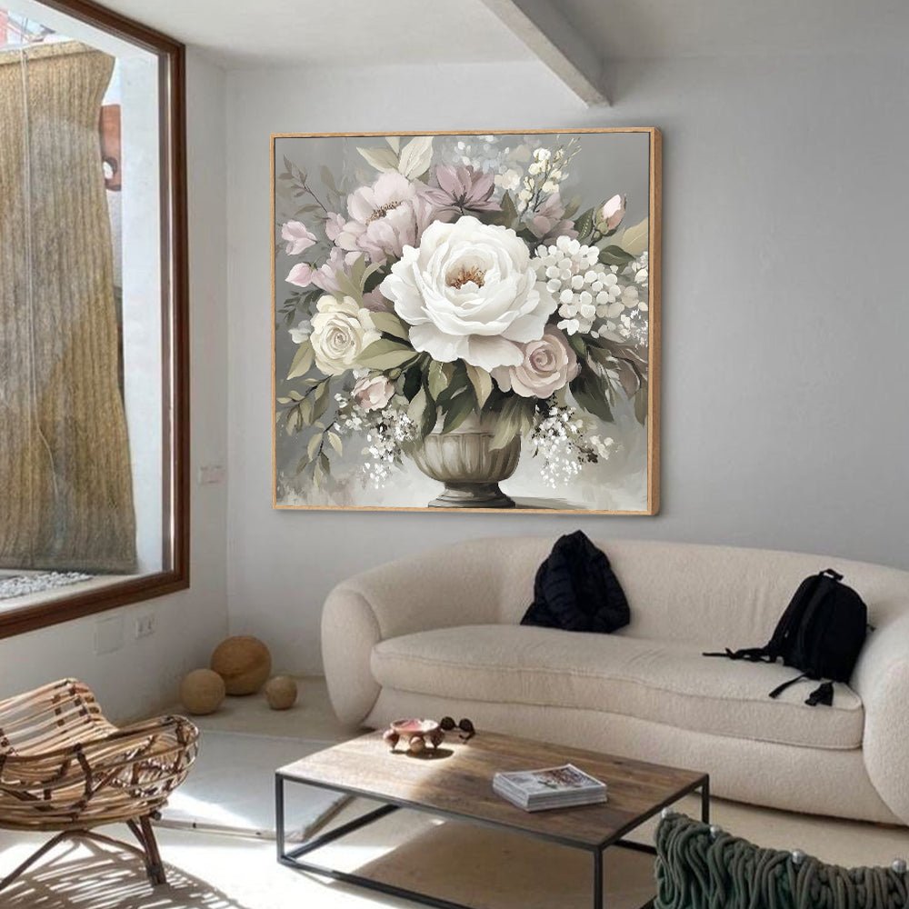 Timeless Elegance - Romantic Rose Bouquet Canvas Wall Art