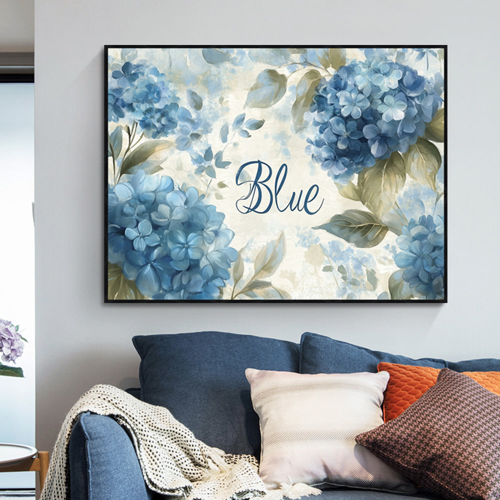 Blue Serenity: Elegant Hydrangea Canvas Wall Art