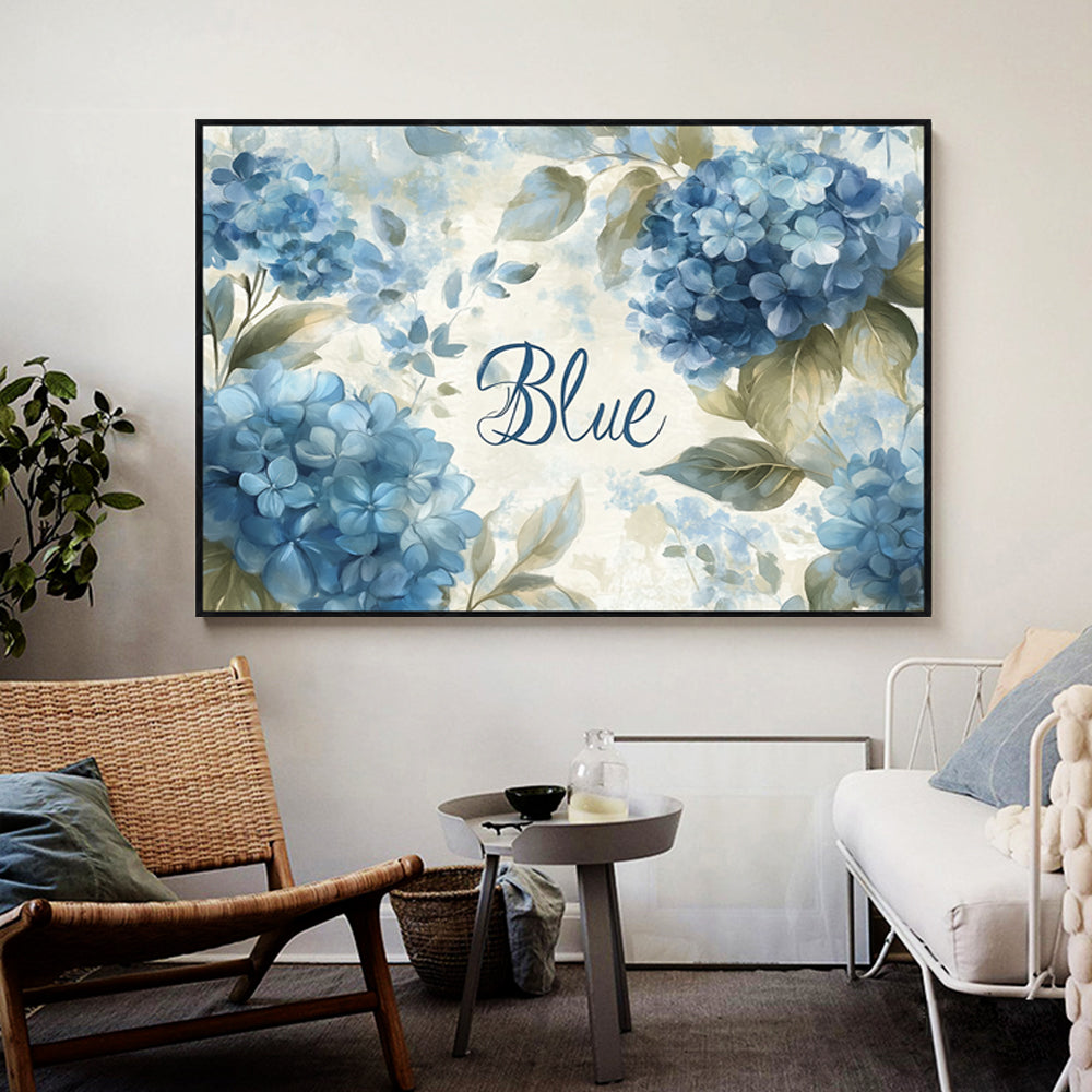 Blue Serenity: Elegant Hydrangea Canvas Wall Art