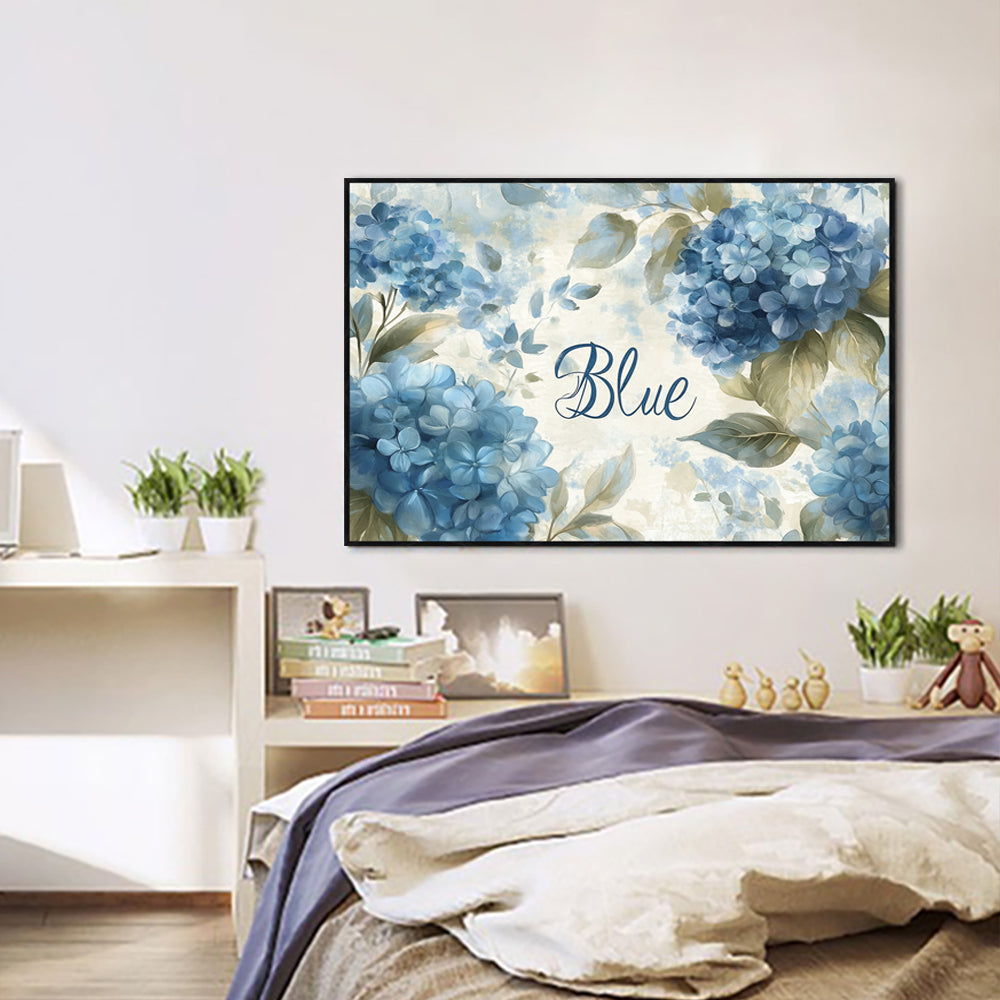 Blue Serenity: Elegant Hydrangea Canvas Wall Art