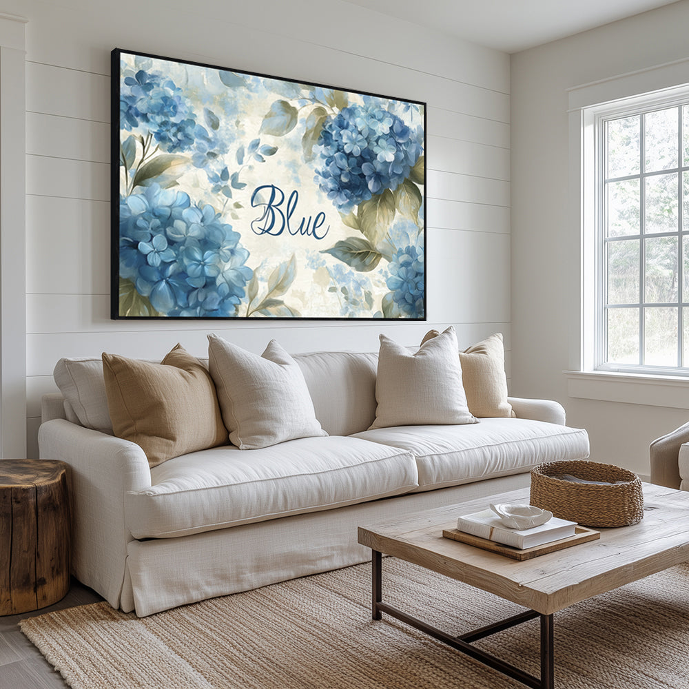 Blue Serenity: Elegant Hydrangea Canvas Wall Art