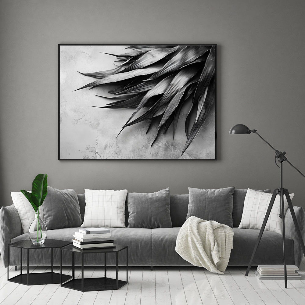 Minimalist Monochrome Botanical Canvas Wall Art