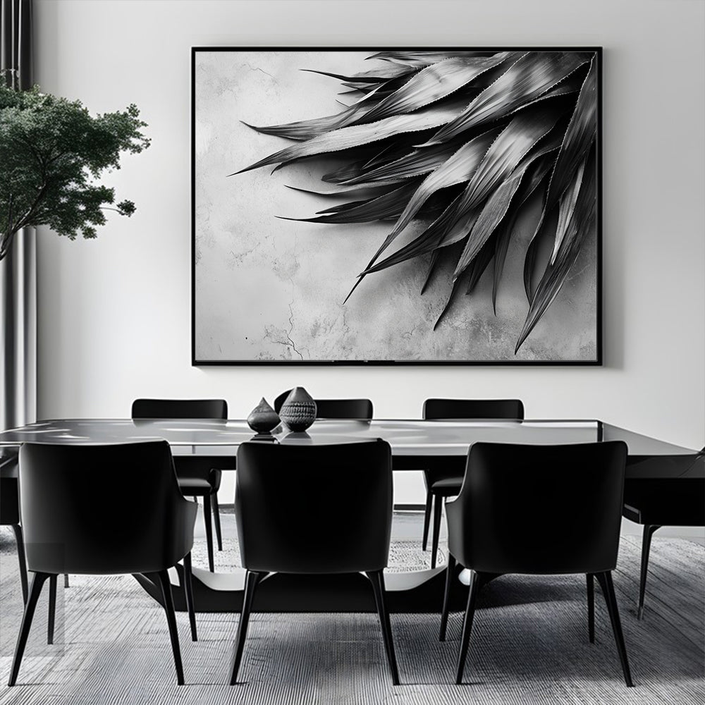 Minimalist Monochrome Botanical Canvas Wall Art