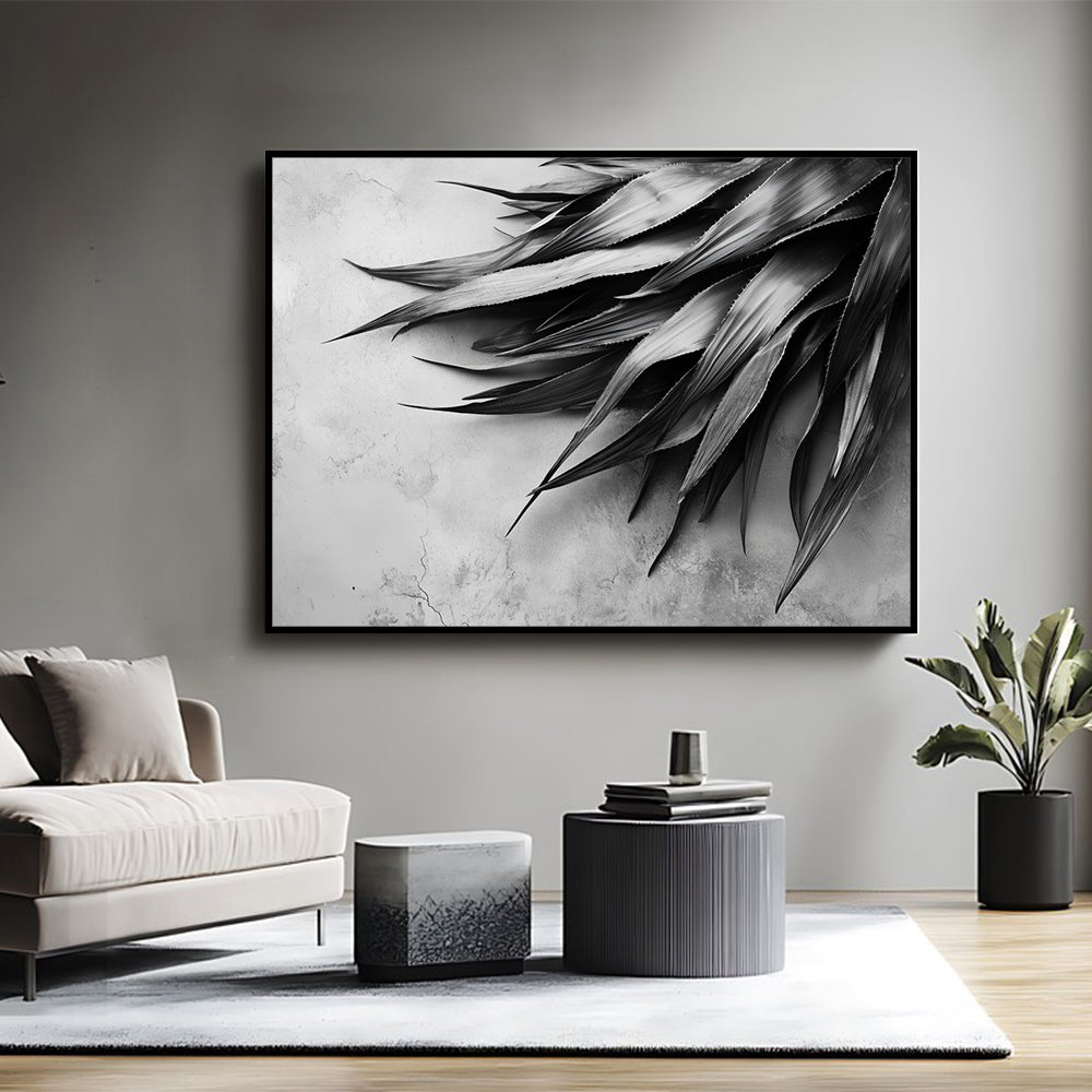 Minimalist Monochrome Botanical Canvas Wall Art