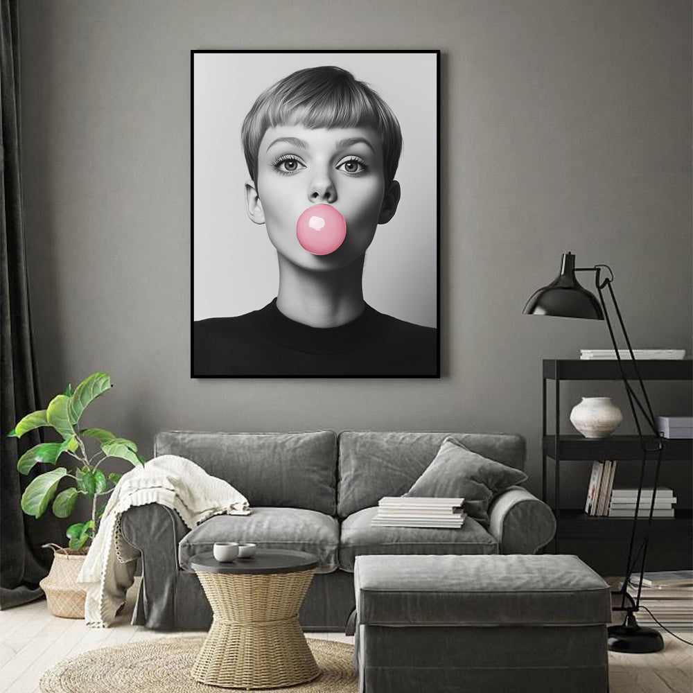 Pop Art Chic: Pink Bubblegum Canvas Wall Art