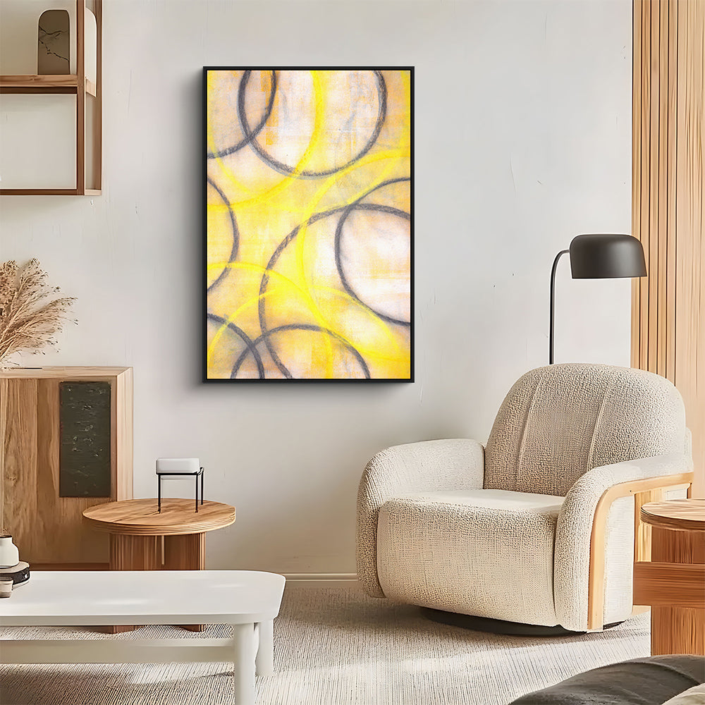 Yellow Circles Canvas Wall Art – Modern Geometric Design