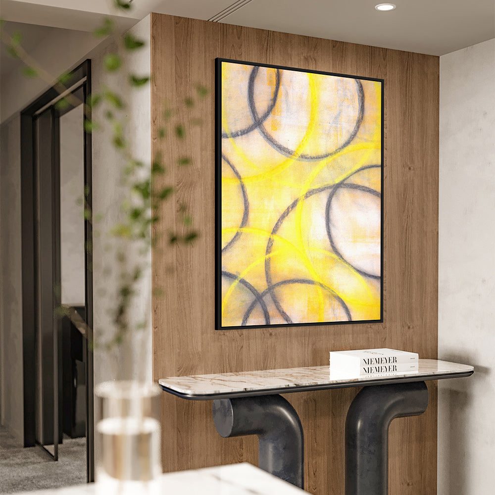 Yellow Circles Canvas Wall Art – Modern Geometric Design