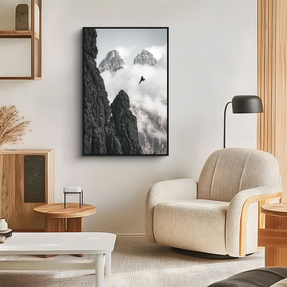 Majestic Mountain Flight – Soaring Eagle Over Peaks Canvas Wall Art
