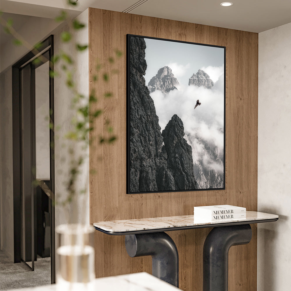 Majestic Mountain Flight – Soaring Eagle Over Peaks Canvas Wall Art