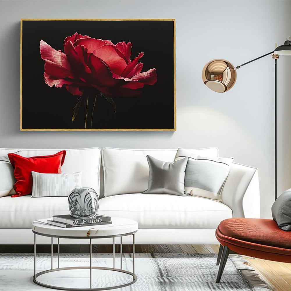 Elegant Red Rose Canvas Wall Art