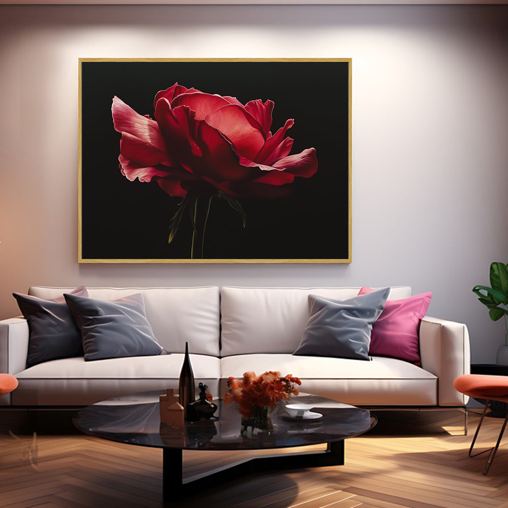 Elegant Red Rose Canvas Wall Art