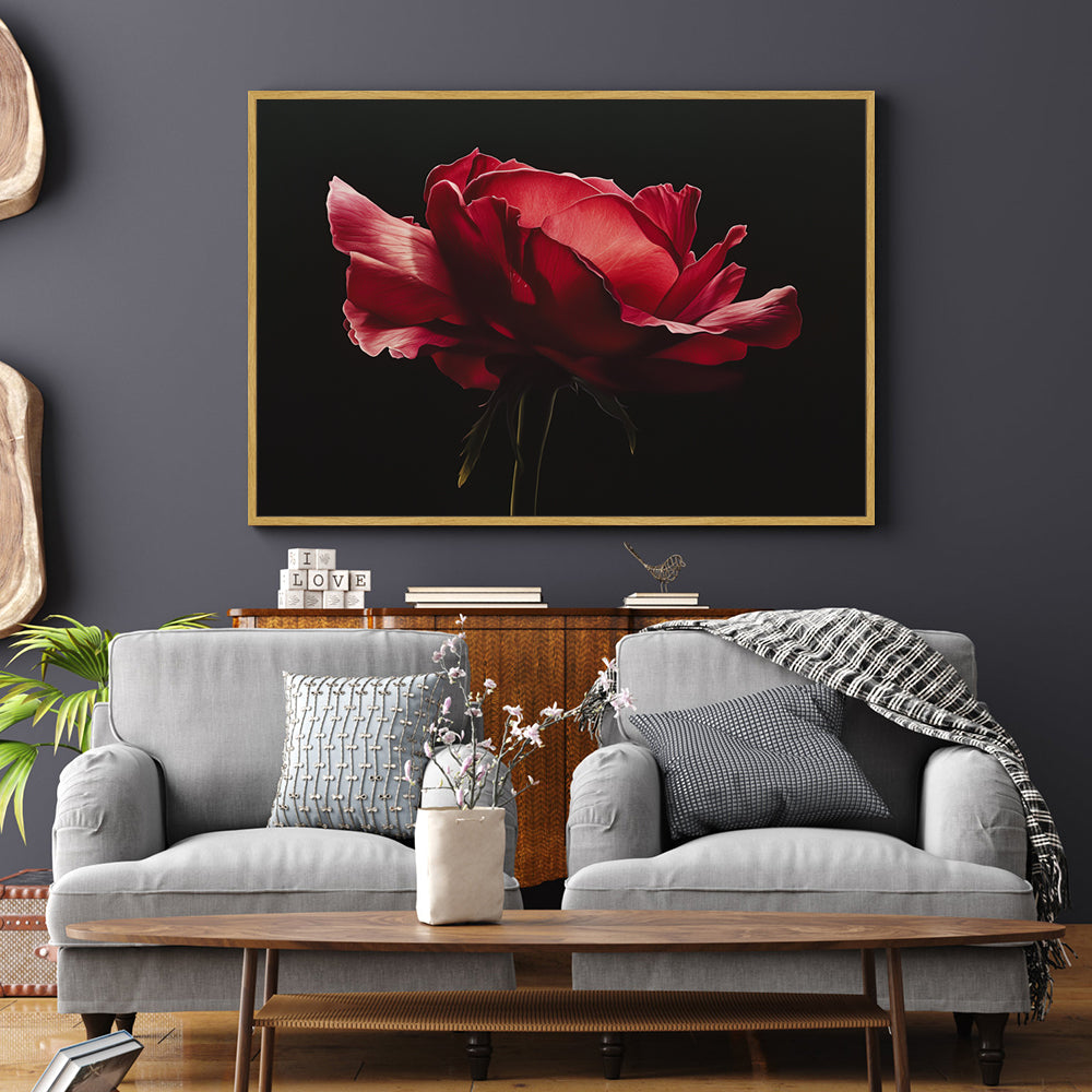 Elegant Red Rose Canvas Wall Art
