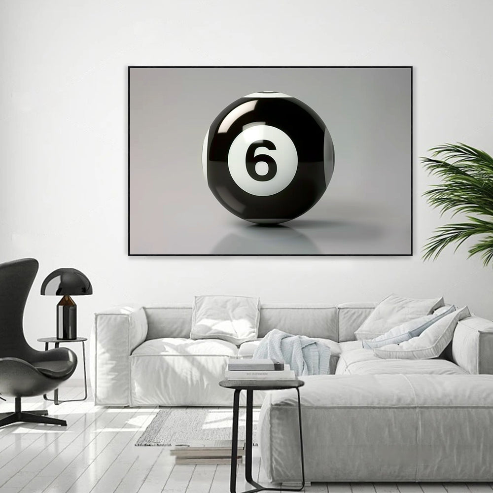 Classic Black 6 Ball Canvas Wall Art