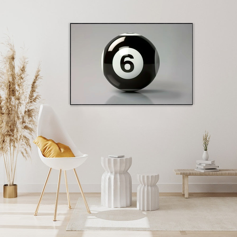 Classic Black 6 Ball Canvas Wall Art