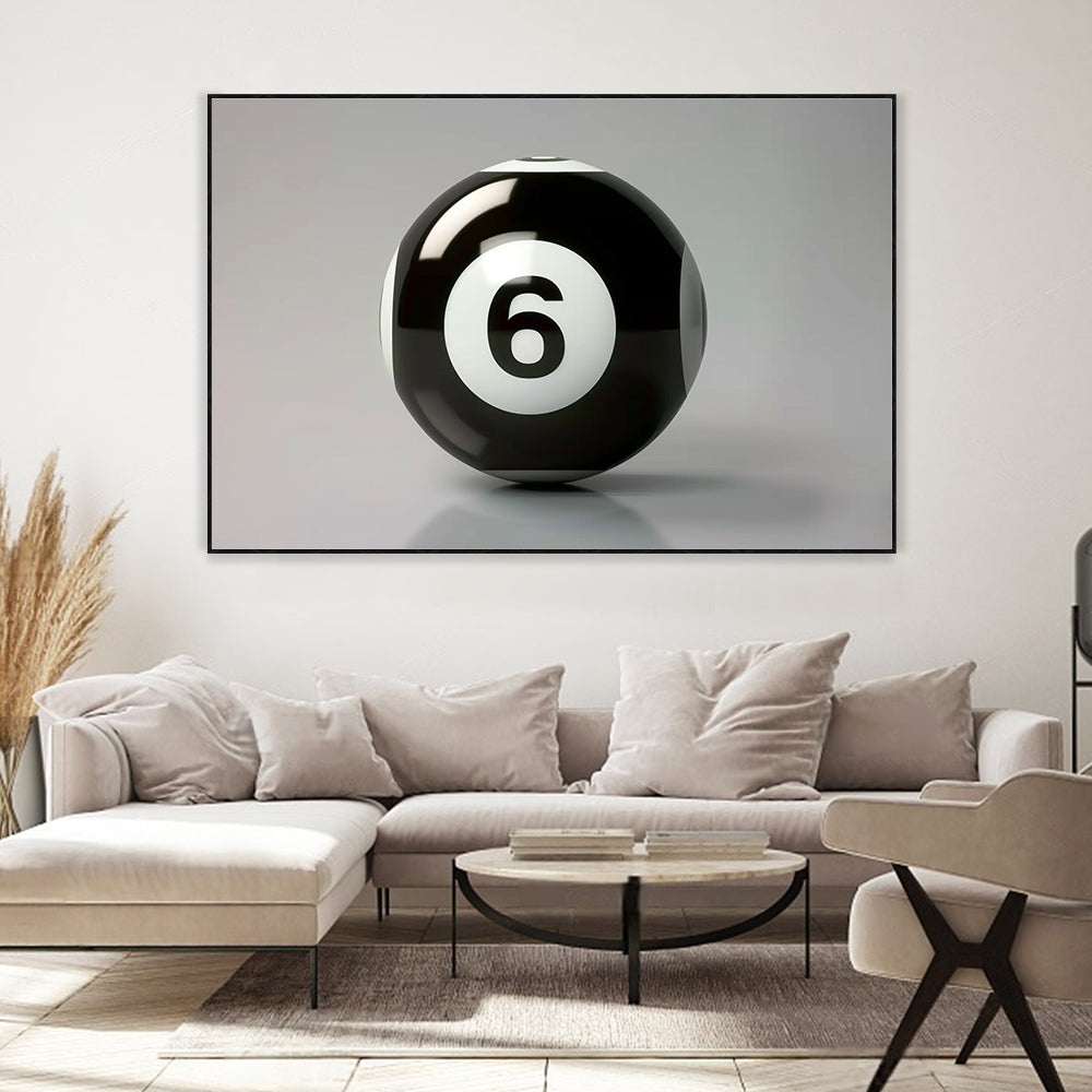 Classic Black 6 Ball Canvas Wall Art
