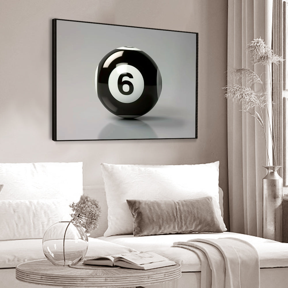Classic Black 6 Ball Canvas Wall Art