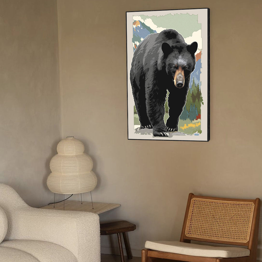 Bold Black Bear– Vibrant Wilderness Scene Canvas Wall Art