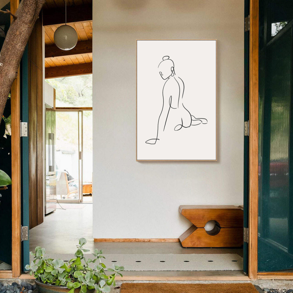 Minimalist Yoga Pose Line Art Canvas Wall Art