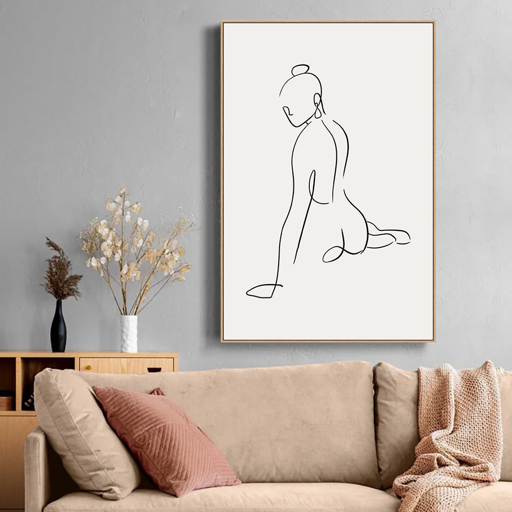 Minimalist Yoga Pose Line Art Canvas Wall Art