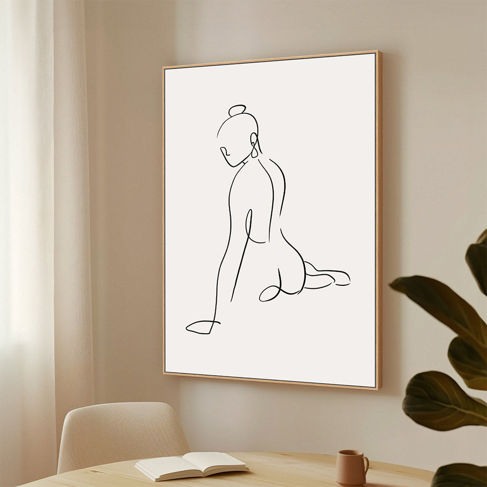 Minimalist Yoga Pose Line Art Canvas Wall Art