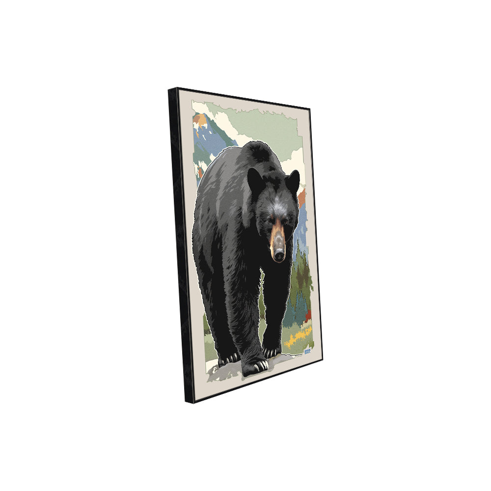 Bold Black Bear– Vibrant Wilderness Scene Canvas Wall Art