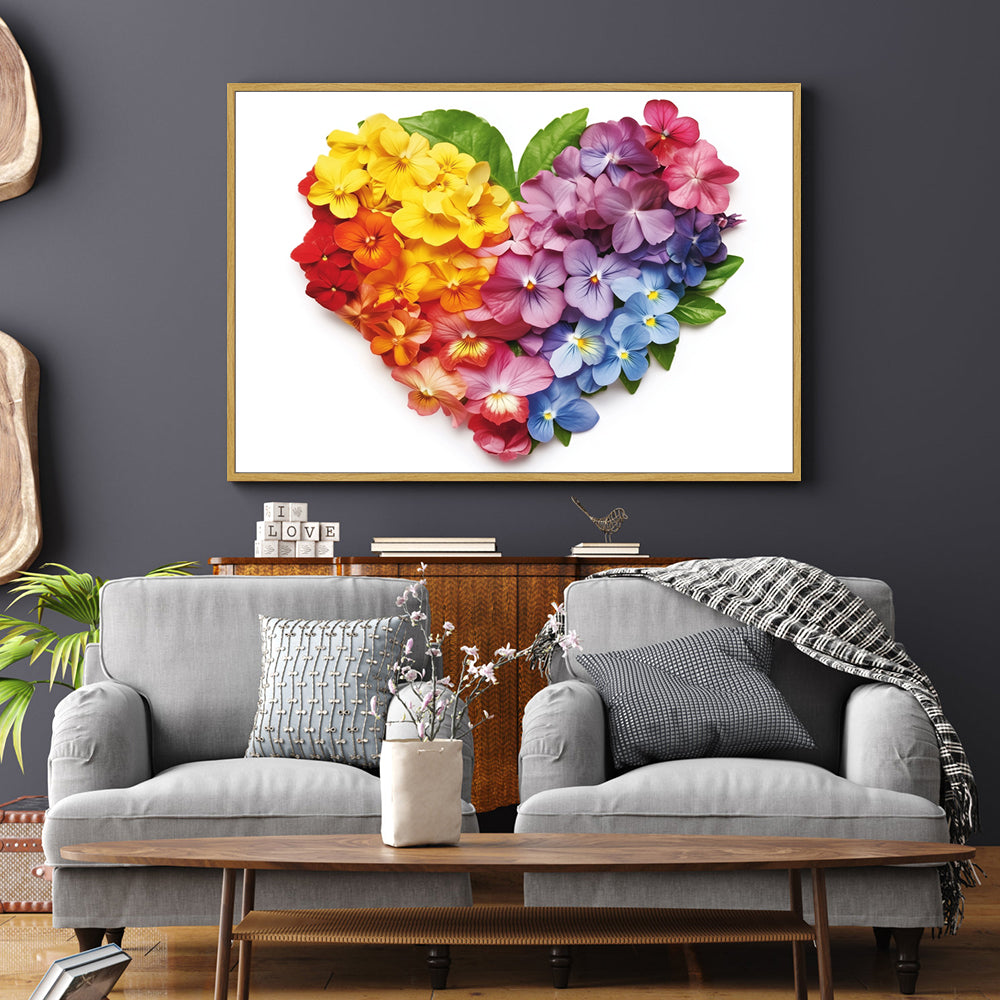 Floral Heart Canvas Wall Art