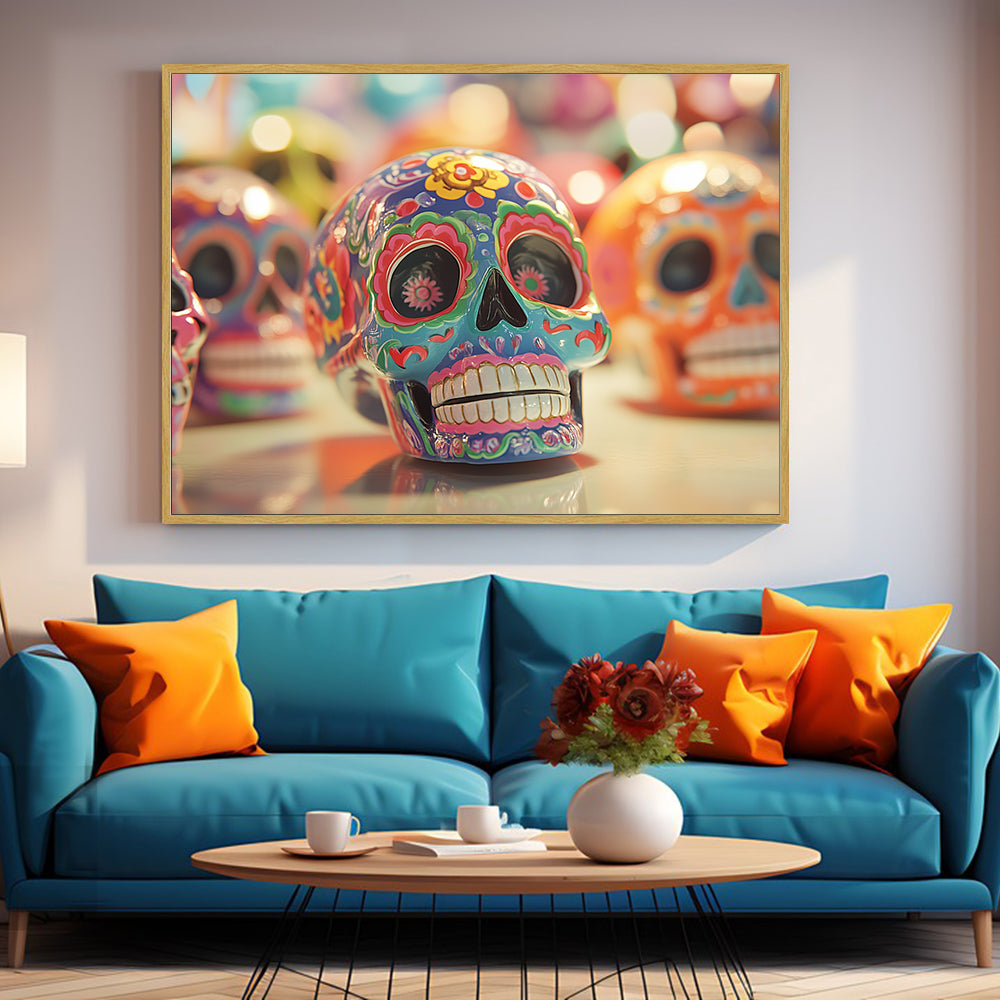Colorful Sugar Skull Canvas Wall Art