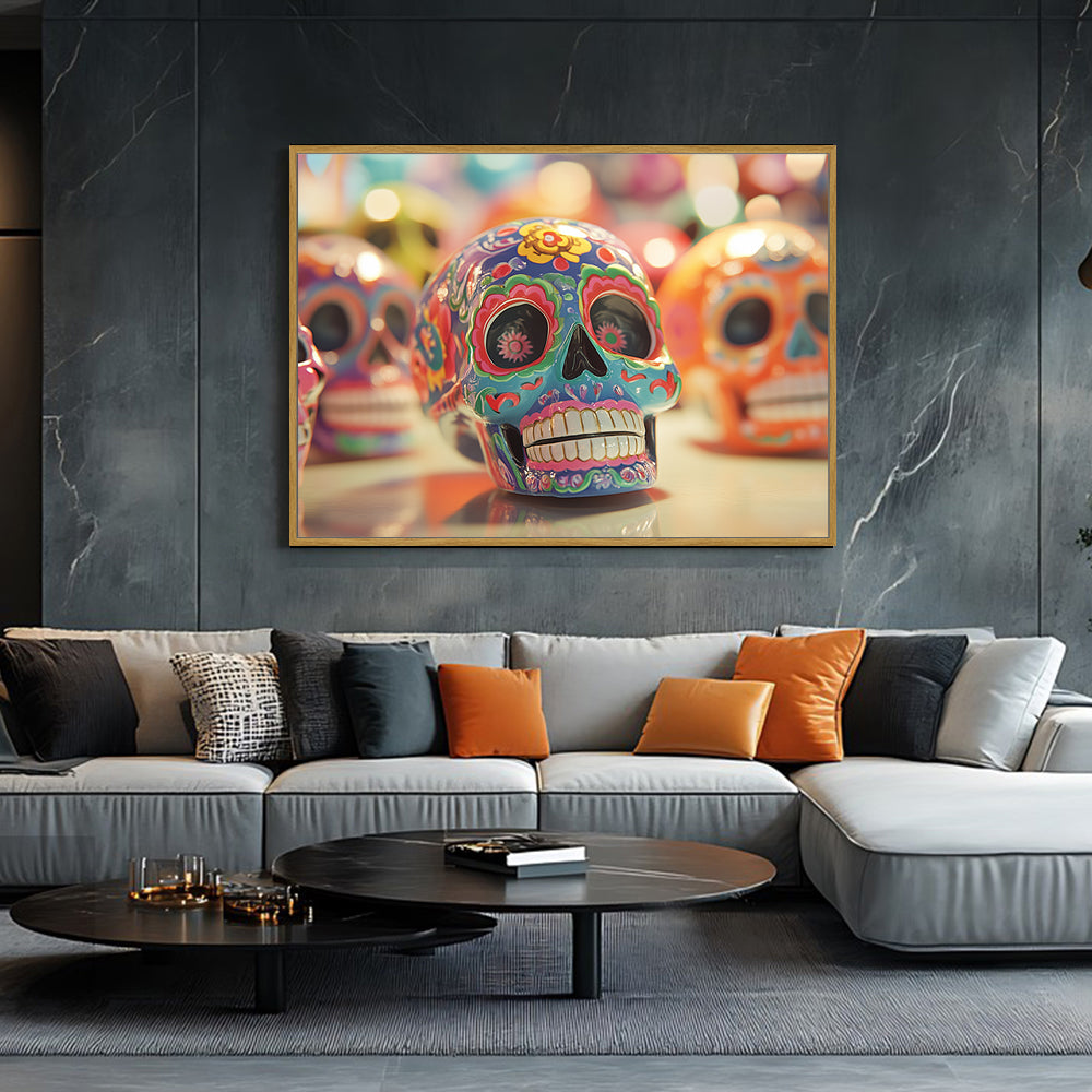 Colorful Sugar Skull Canvas Wall Art