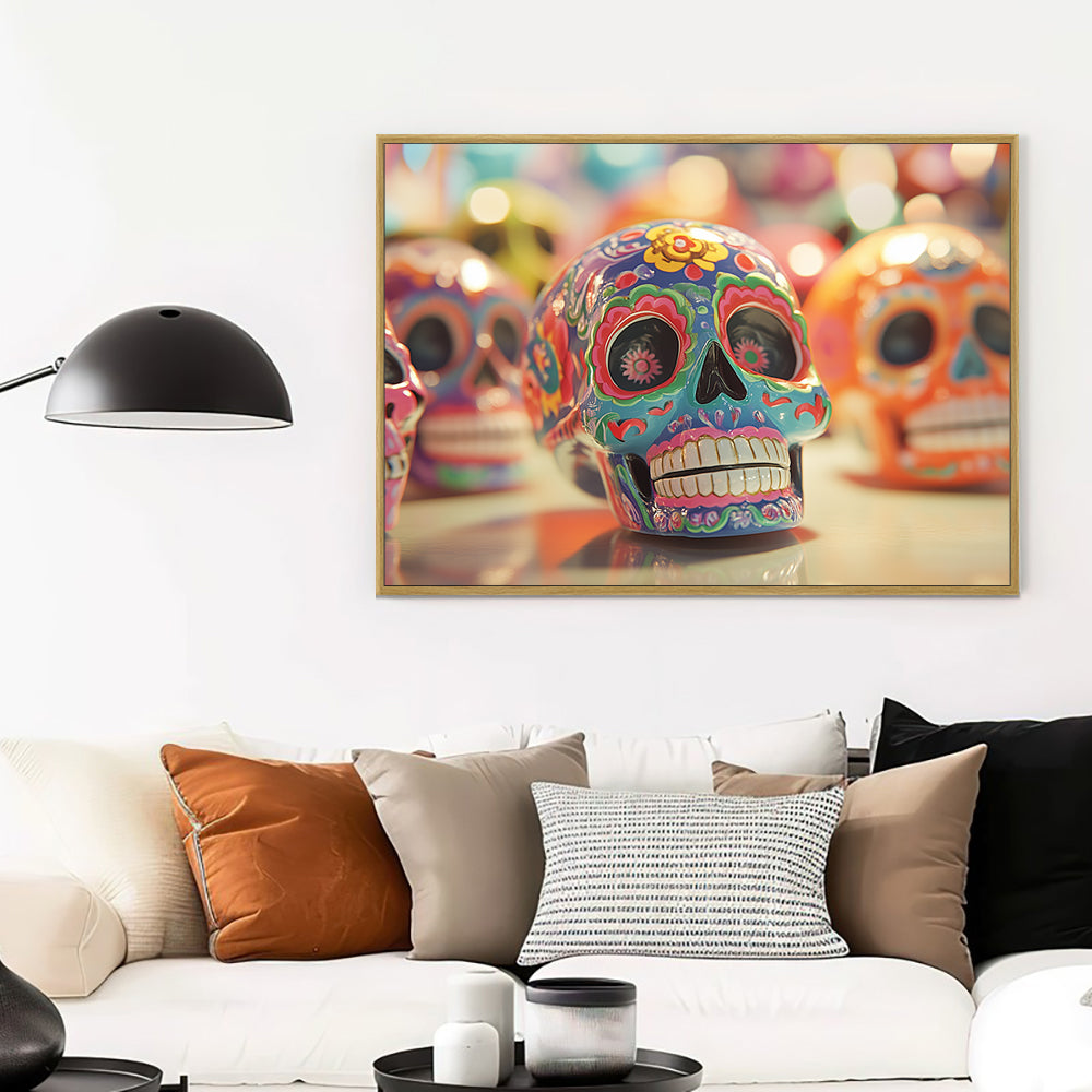 Colorful Sugar Skull Canvas Wall Art