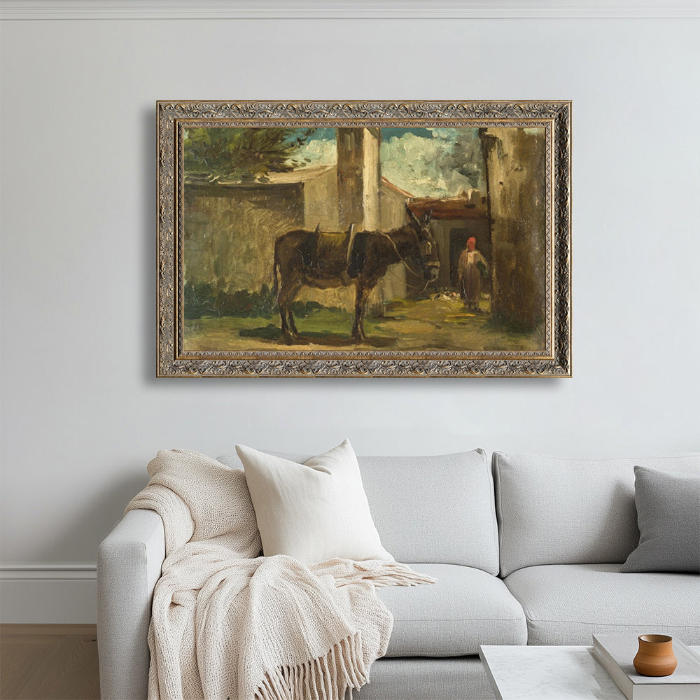 "Donkey in Front of a Farm, Montmorency" By Camille Pissarro