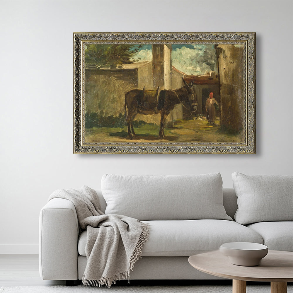 "Donkey in Front of a Farm, Montmorency" By Camille Pissarro