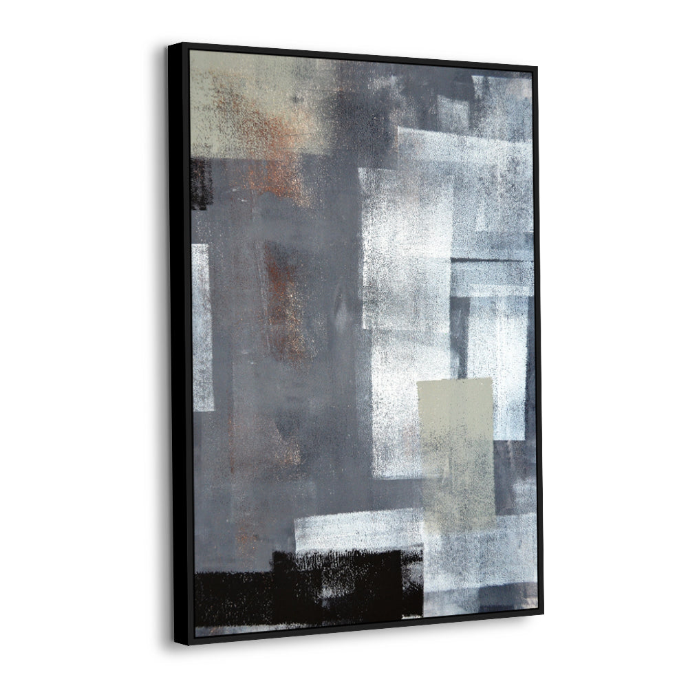 Modern Geometric Canvas Wall Art – Minimalist Grey & Metallic Tones