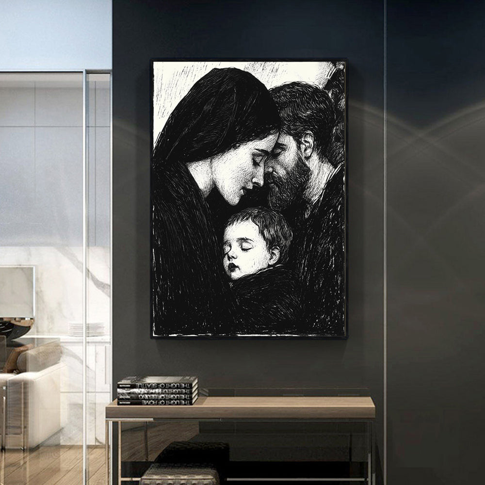 Timeless Family Embrace Canvas Wall Art