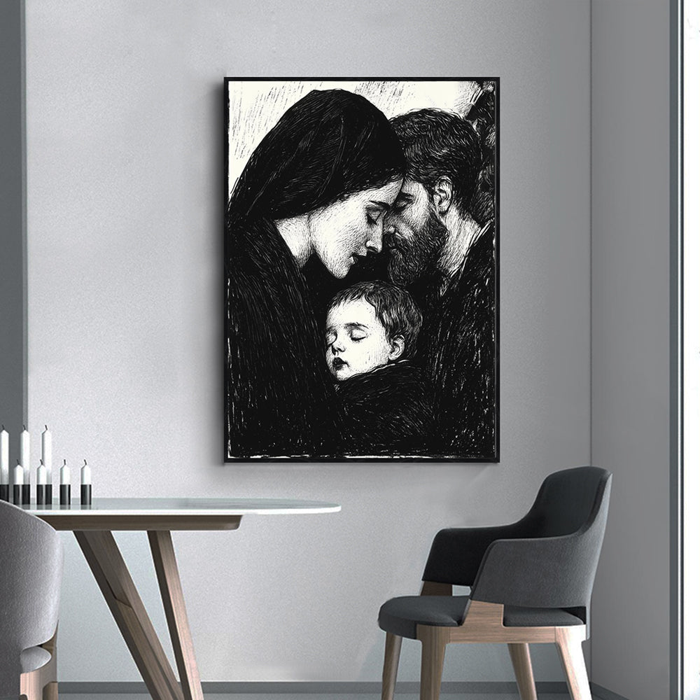 Timeless Family Embrace Canvas Wall Art