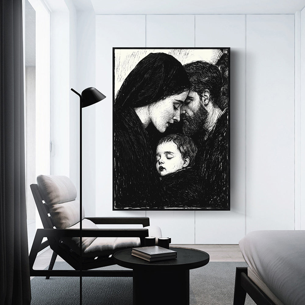 Timeless Family Embrace Canvas Wall Art