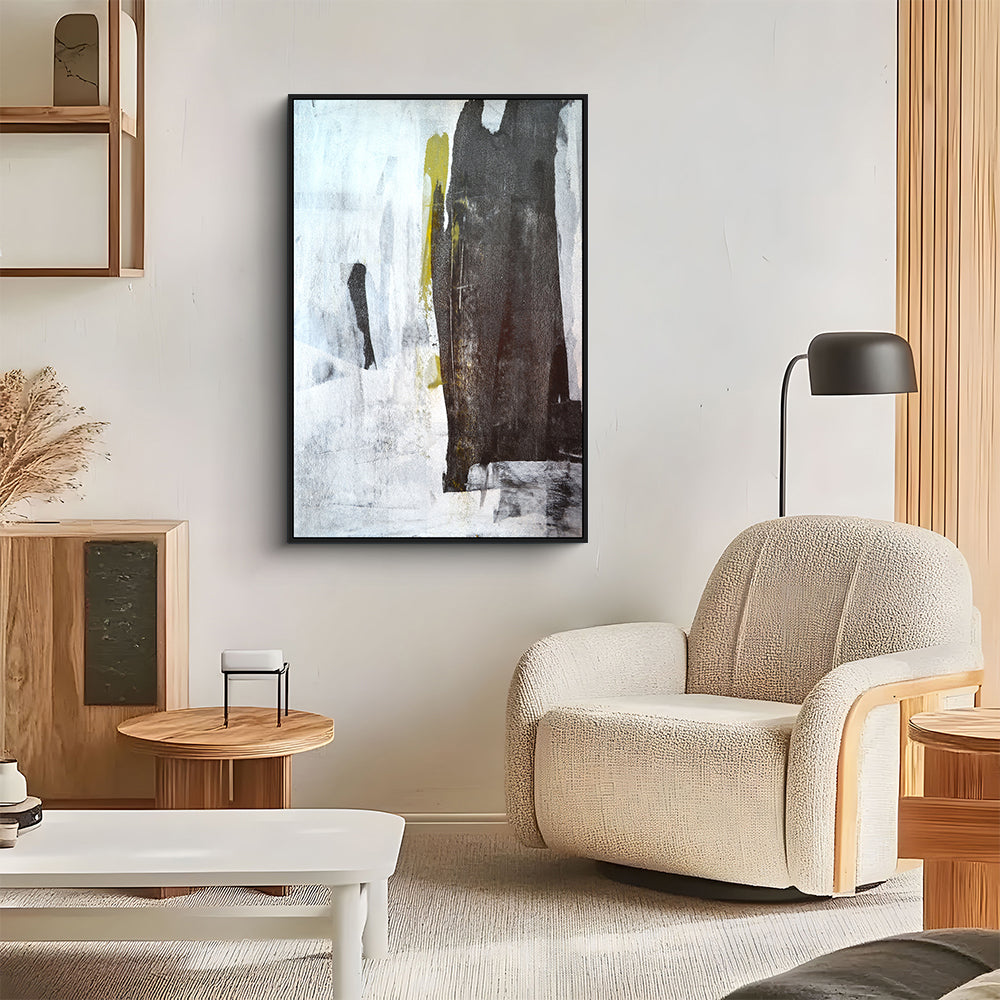 Contemporary Minimalist Painting- Modern Black & White Canvas Wall Art
