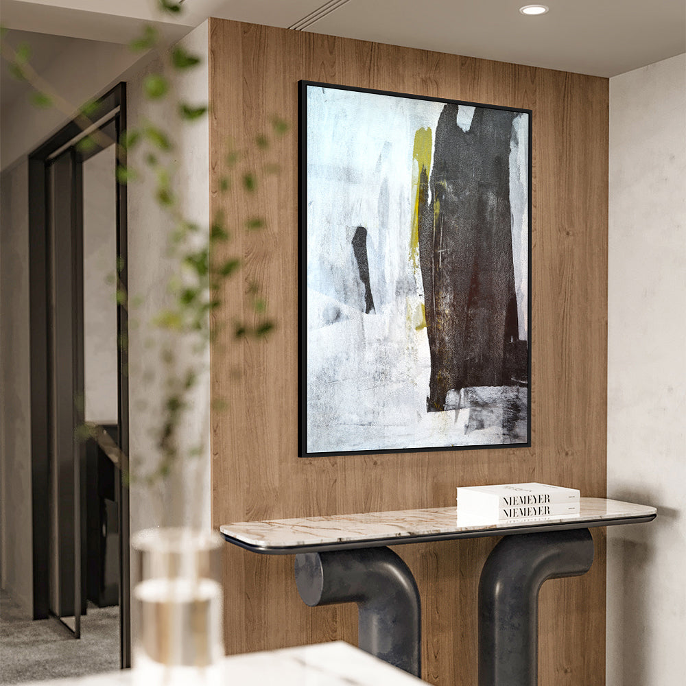 Contemporary Minimalist Painting- Modern Black & White Canvas Wall Art