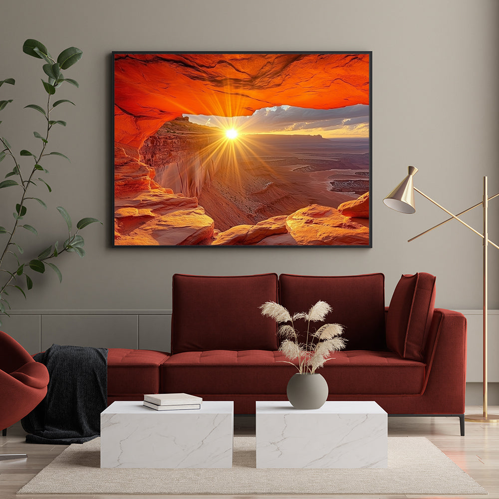 Sunlit Desert Arch Canvas Wall Art