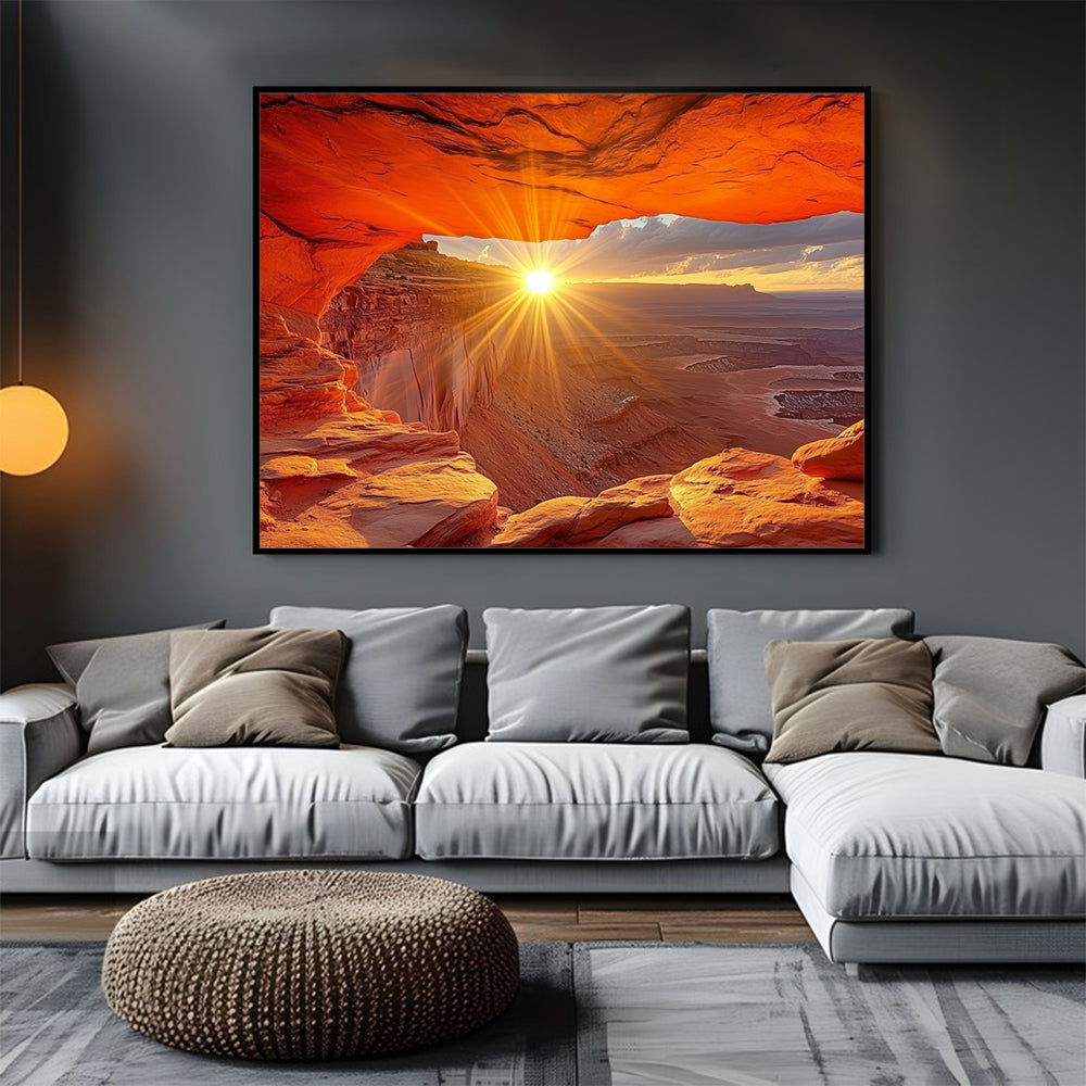 Sunlit Desert Arch Canvas Wall Art