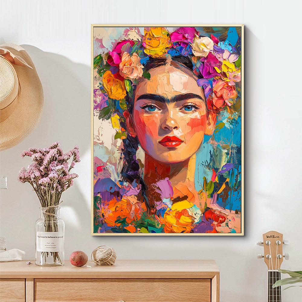 Vibrant Frida-Inspired Portrait Canvas Wall Art