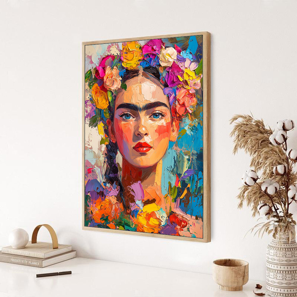 Vibrant Frida-Inspired Portrait Canvas Wall Art