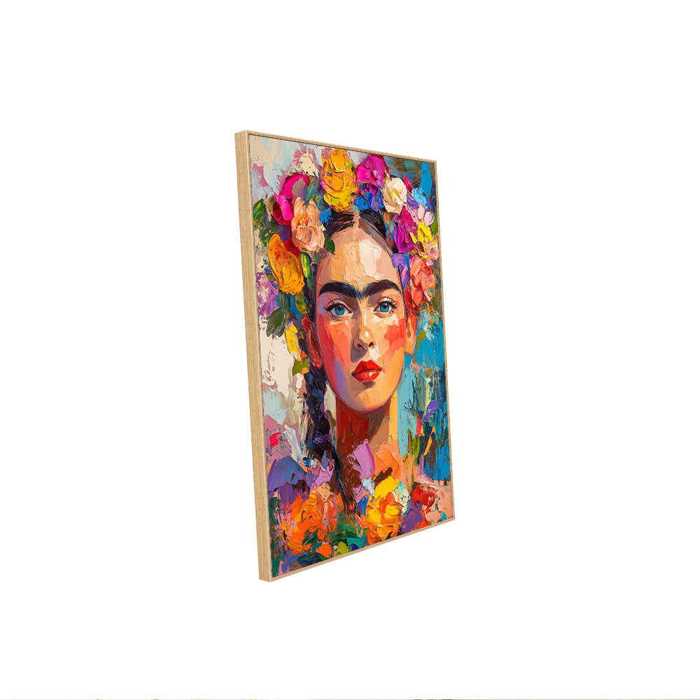 Vibrant Frida-Inspired Portrait Canvas Wall Art
