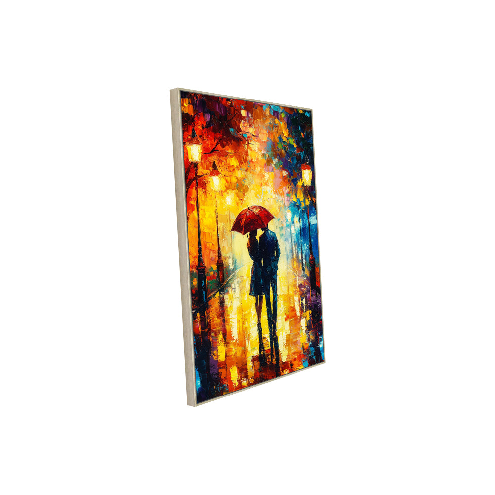 Romantic Rainy Walk Canvas Wall Art