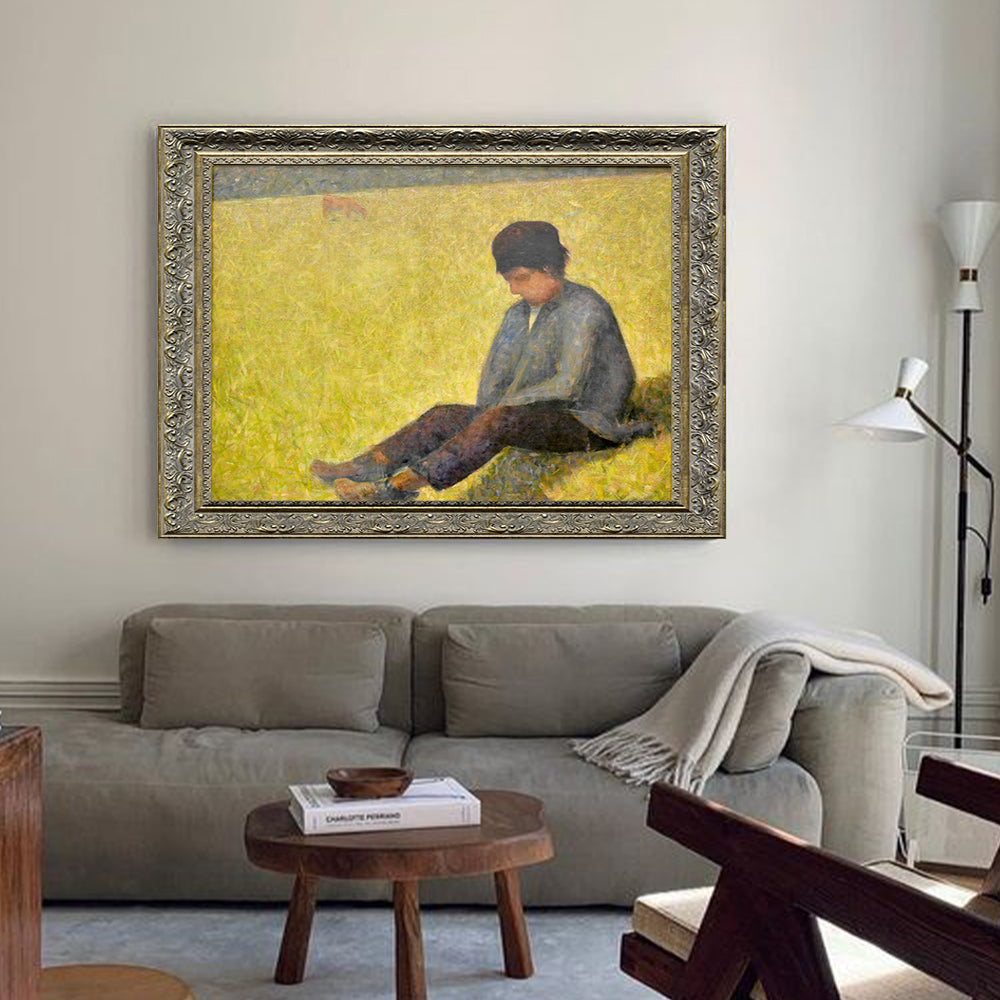 Study For A Peasant Boy Sitting In A Meadow By Georges Seurat