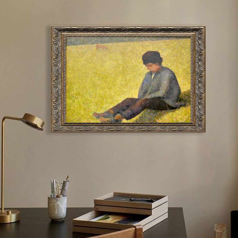 Study For A Peasant Boy Sitting In A Meadow By Georges Seurat