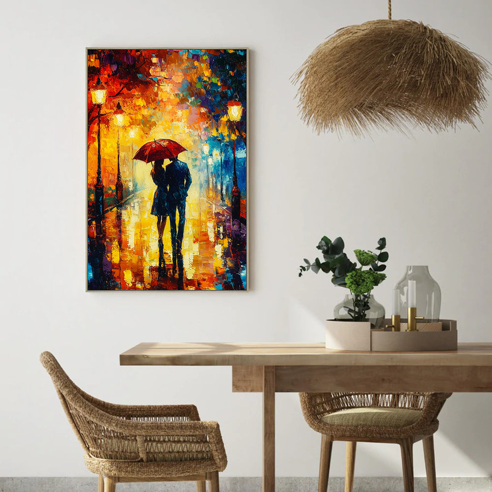 Romantic Rainy Walk Canvas Wall Art