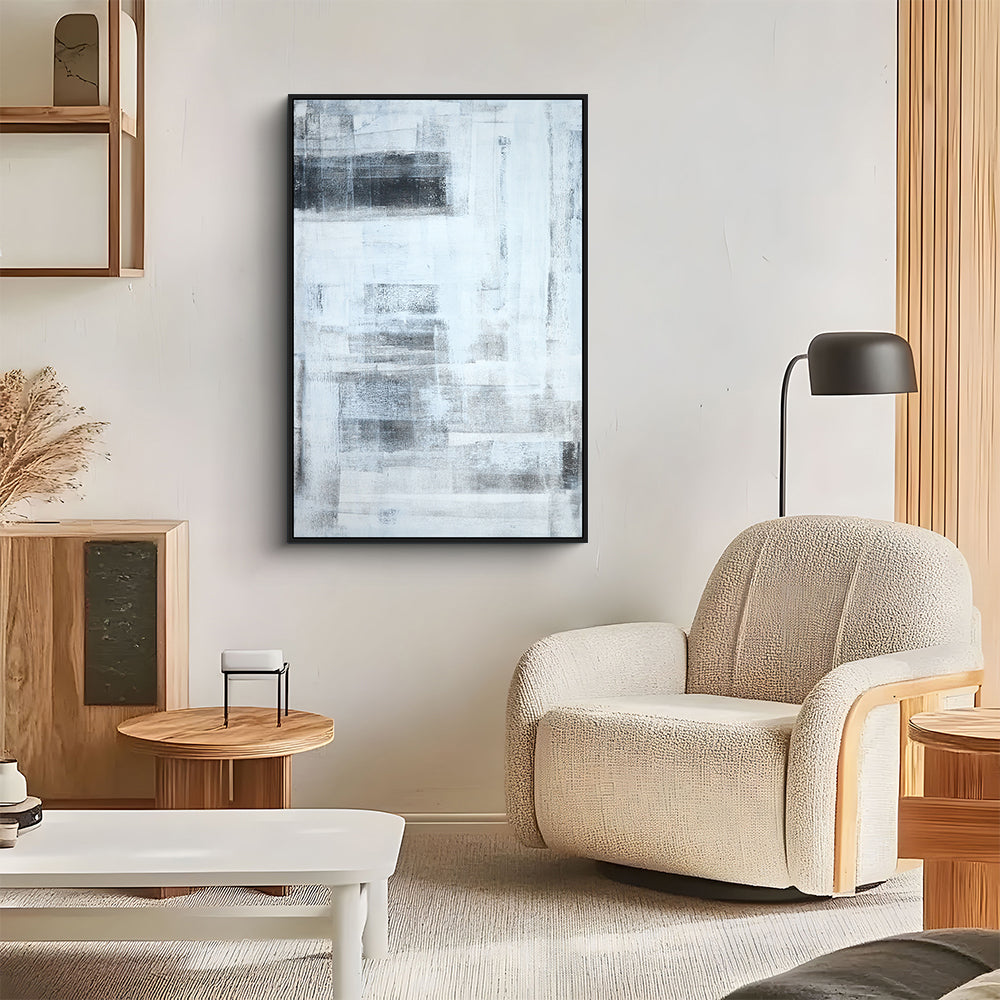 Modern Abstract White And Gray Canvas Wall Art