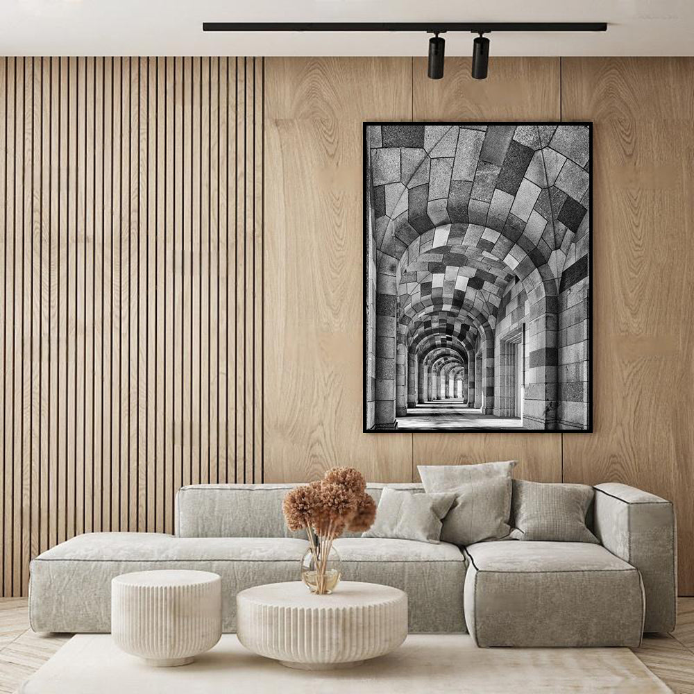Infinite Archways – Black And White Canvas Wall Art