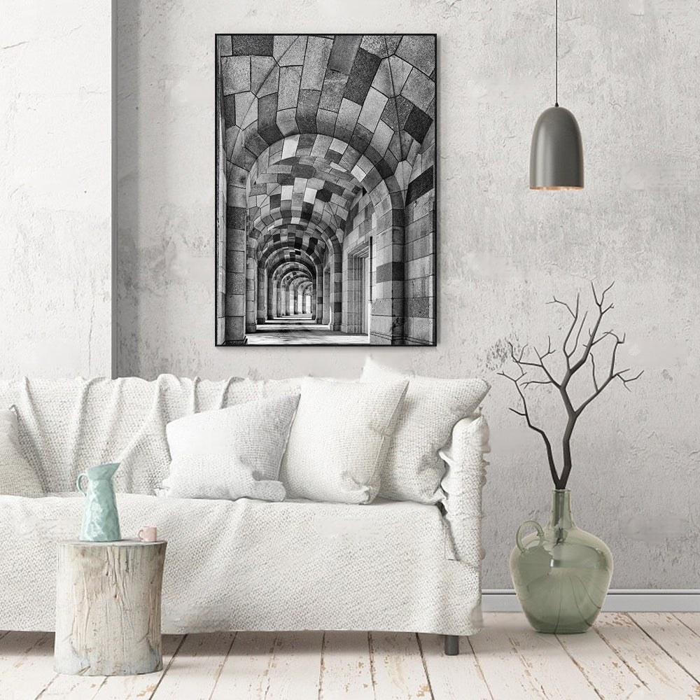 Infinite Archways – Black And White Canvas Wall Art