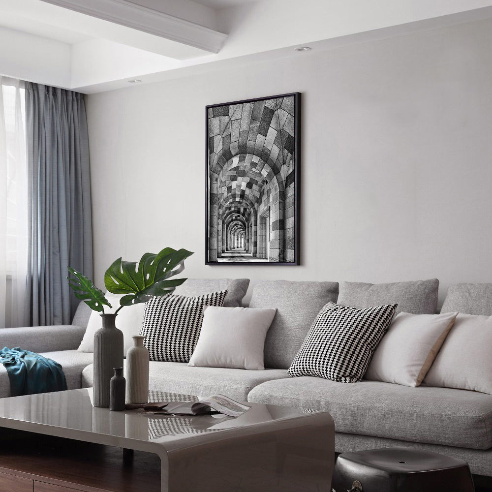 Infinite Archways – Black And White Canvas Wall Art
